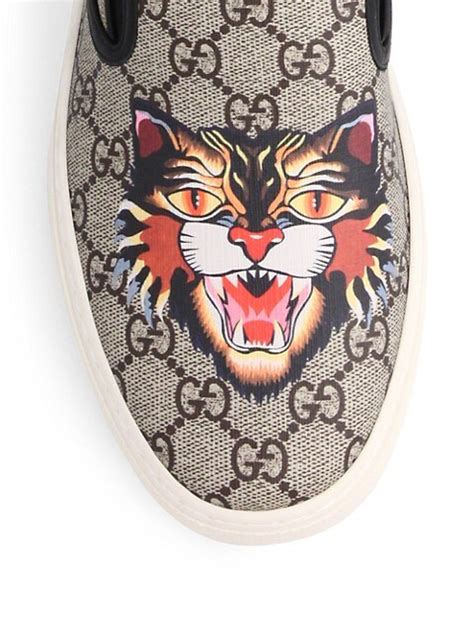 Shop Gucci GG Supreme Angry Cat Slip